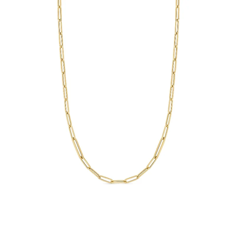 Minimalist necklaces for office wear -Alternating Size Paperclip Link Necklace