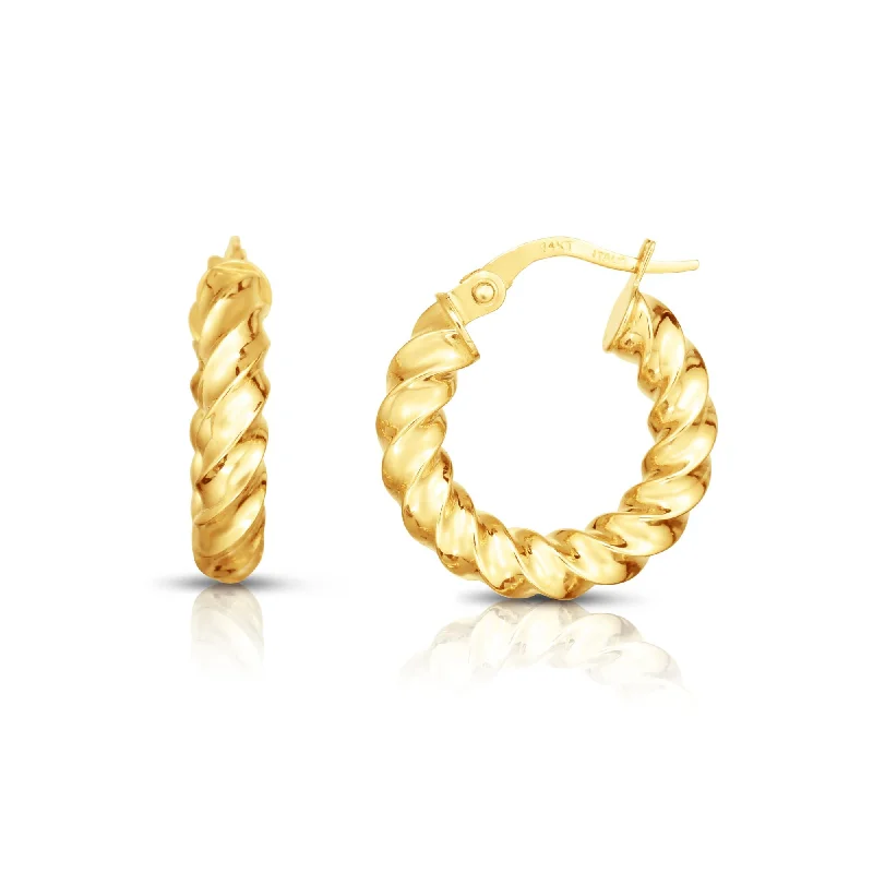 Round earrings-14K Gold Mini Twist Hoop Earring