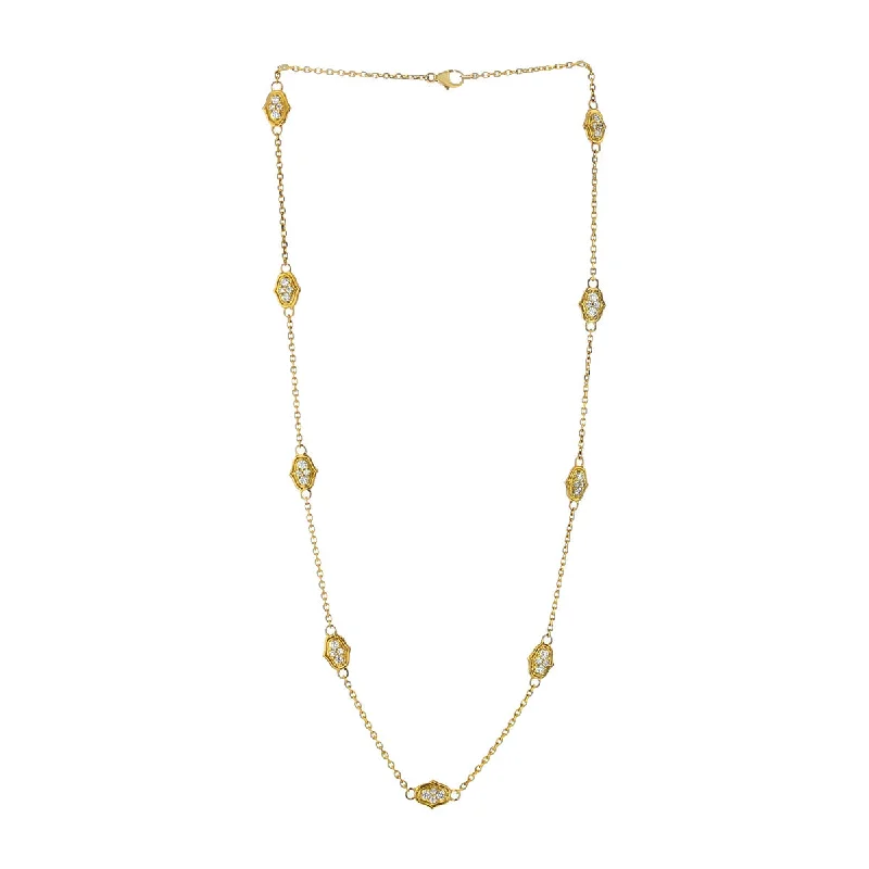 Stylish chokers necklaces -18K Yellow Gold 9-Station Diamond Secret Garden Necklace