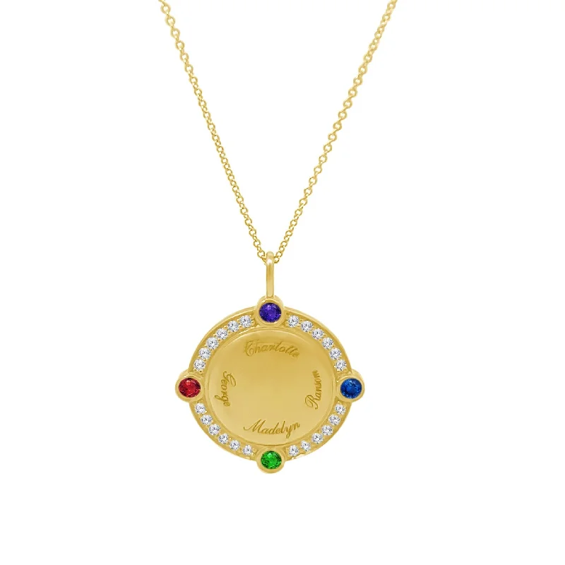 Custom name necklaces for gifts -Gemstone & Diamond Disc Necklace