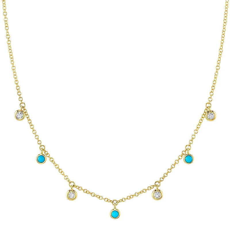 Cute necklaces with animal pendants -Composite Turquoise and Diamond Necklace