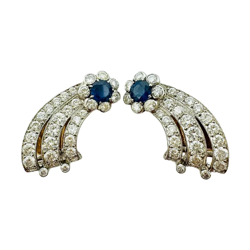 Large hoop earrings for men-Morelle Davison Platinum and 18K White Gold Sapphire and Diamond Earrings