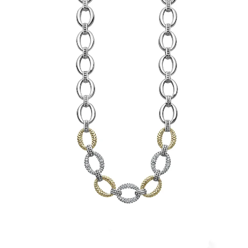 Handmade necklaces for gifts -Three Station Diamond Link Necklace