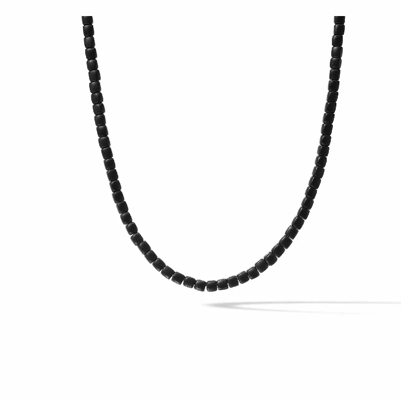 Custom engraved bar necklaces -Spiritual Beads Cushion Necklace in Sterling Silver with Black Onyx