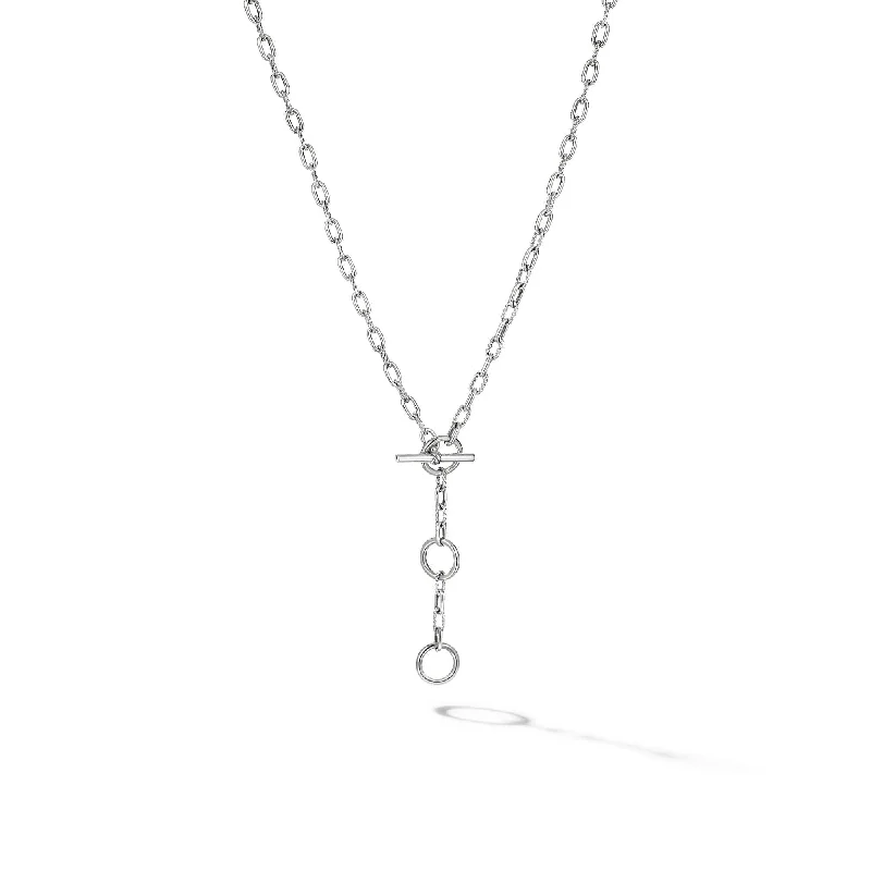 Adjustable necklaces for versatile styling -DY Madison Three Ring Chain Necklace in Sterling Silver