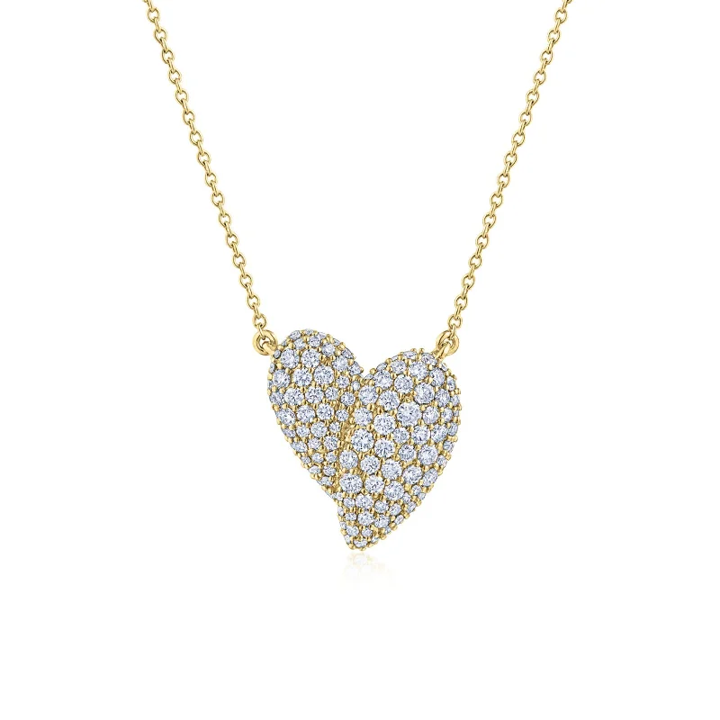 Necklace with butterfly pendant -Stylized Heart Pendant with Pavé Diamonds