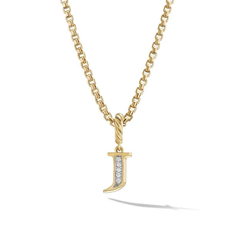 Crystal necklaces for spiritual healing -Pave Initial Pendant in 18K Yellow Gold with Diamonds