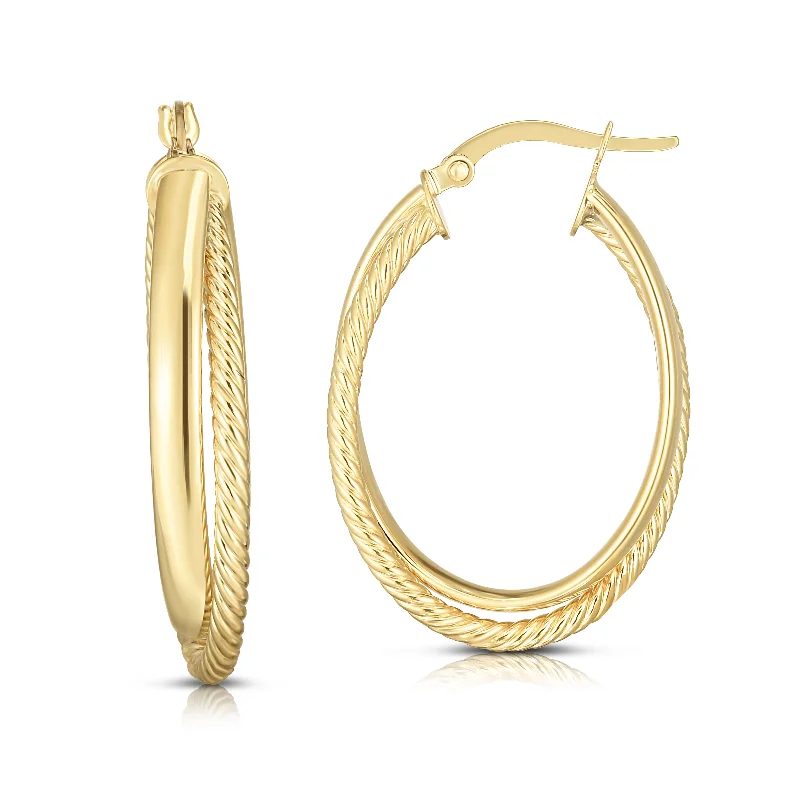 Cuff earrings-14K Gold Polished & Twist Hoop Earring