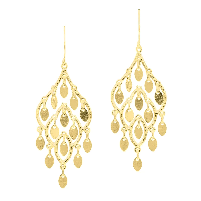 Unique pearl earrings-14K Gold Polished Chandelier Earring