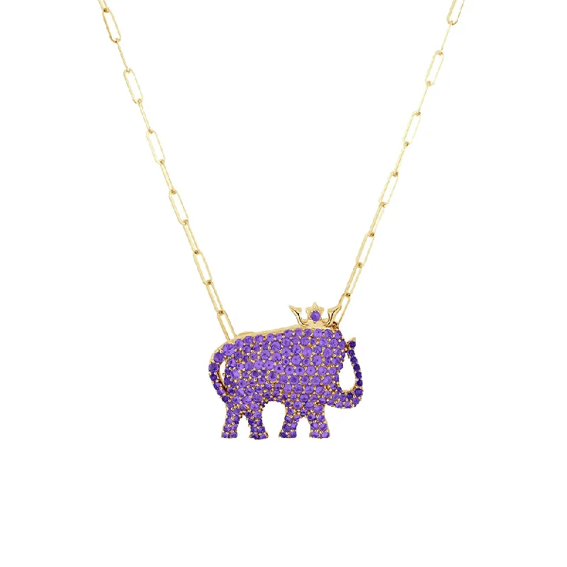 Long pendant necklaces for casual style -Amyethyst Elephant Pendant