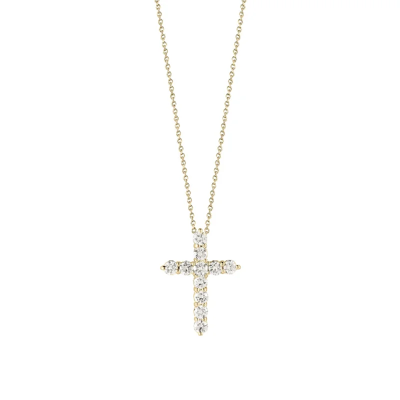 Silver necklaces for trendy young women -18K Yellow Gold Tiny Treasures Diamond Cross Necklace