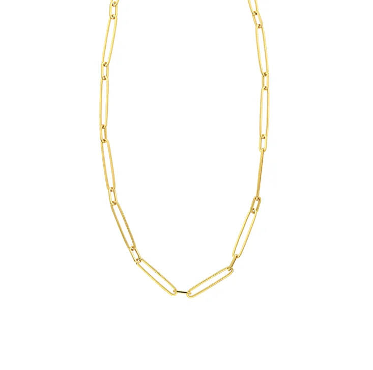 Elegant pearl necklaces for weddings -MIDAS 14k Gold Paperclip Necklace MF036299