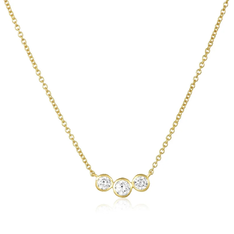 Personalized jewelry with name and date -3 Diamond Bubble Necklace