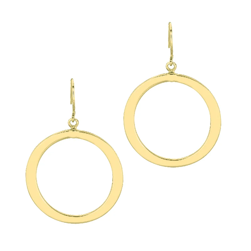 Geometric stud earrings-14K Gold Polished Open Circle Dangle Earring