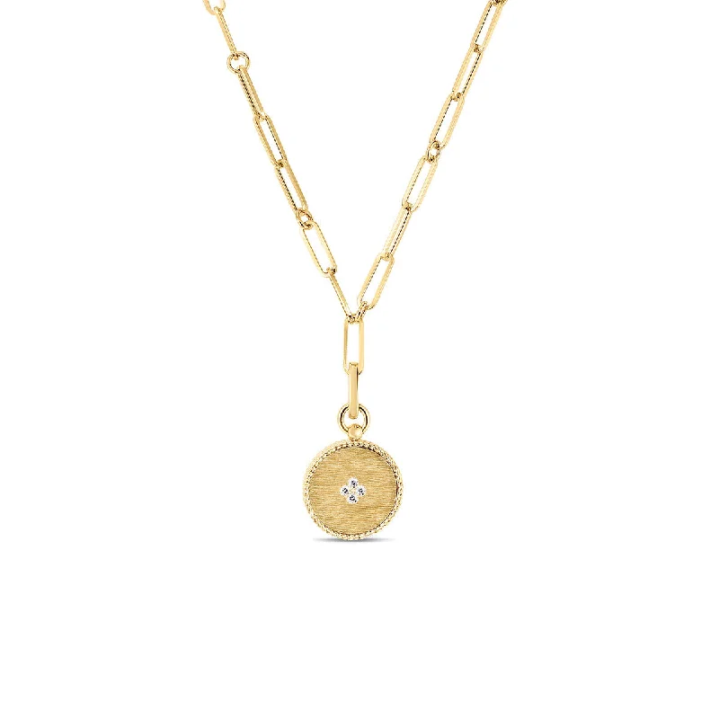 Monogram necklaces for personalized gifts -Venetian Princess 18K Gold Diamond Medallion Necklace