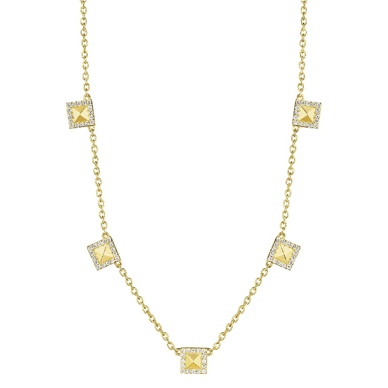 Simple and delicate gold necklaces -Rockstud Station Necklace