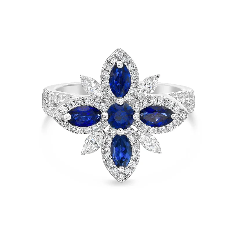 Vintage-inspired rings with diamonds -Diamond and Sapphire Ring