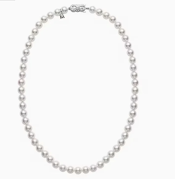 Trendy necklaces for fashionable teens -Princess 6-6.5mm A Akoya Pearl Strand Necklace in 18k White Gold, 18in