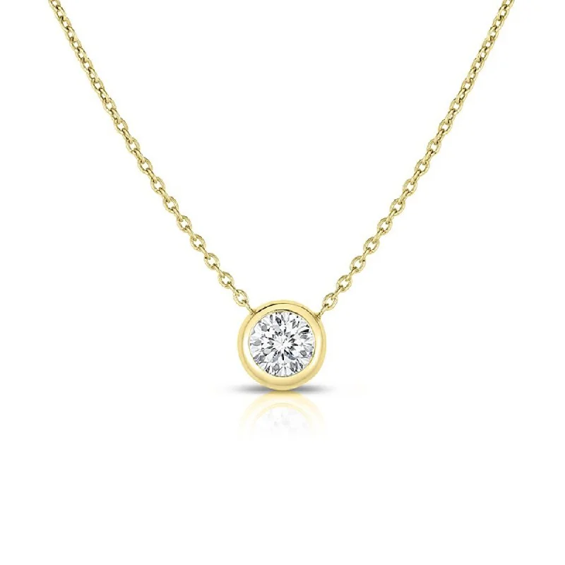 Simple and elegant silver pendant necklaces -Diamonds by the Inch Diamond Bezel Necklace in 18K Yellow Gold, 18in