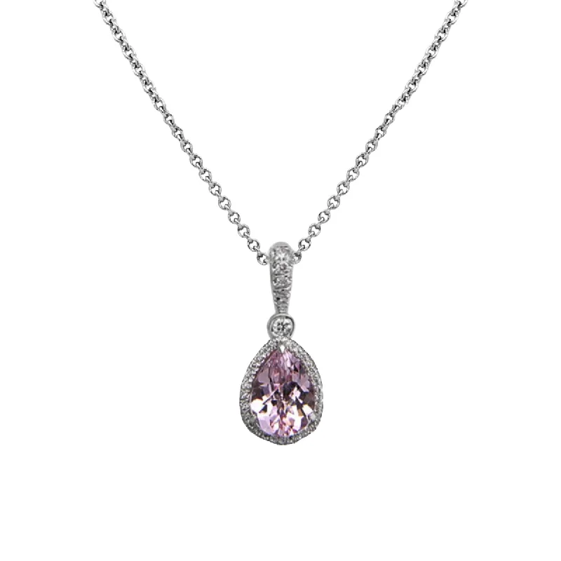 Choker necklaces with rhinestone accents -Reversible Morganite Pendant with Pink Sapphire and Diamond Accents