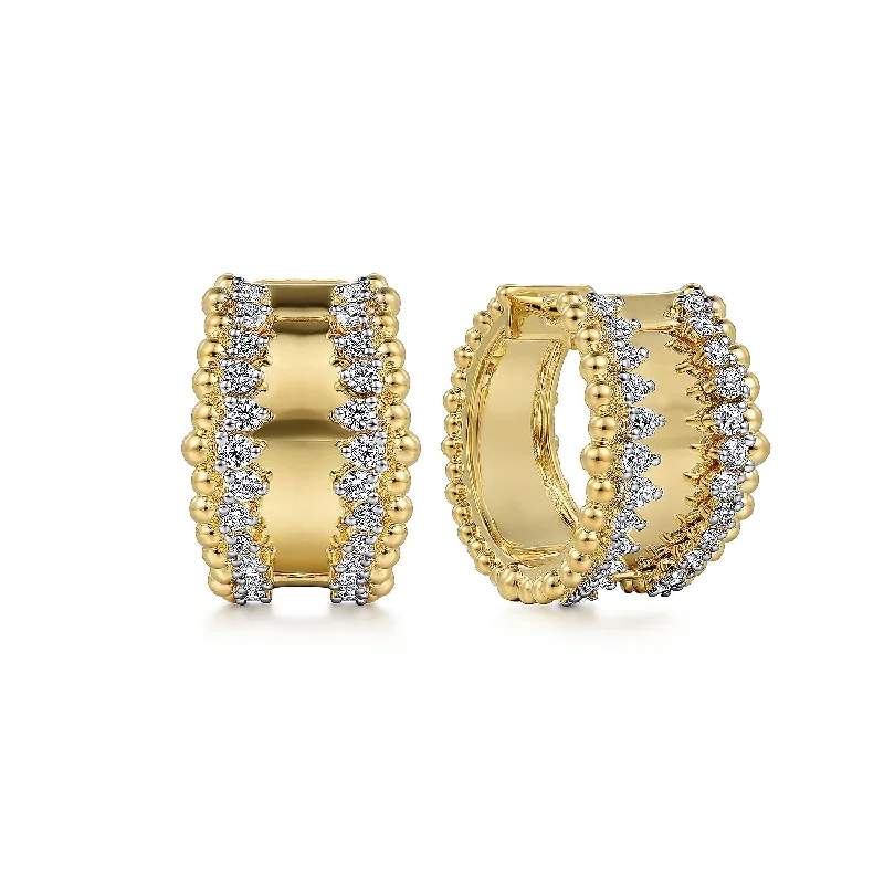 Adjustable drop earrings-Diamond Bujukan Huggie Earrings in Yellow Gold by Gabriel & Co.