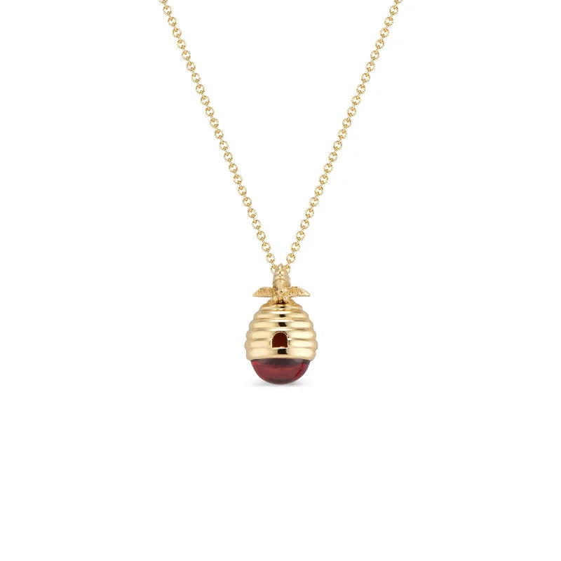 Multi-strand necklaces for fashion-forward women -Garnet Mini Beehive Pendant