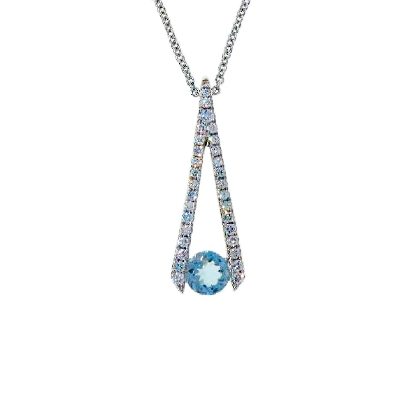 Stylish layered necklaces for trendy look -Aquamarine & Diamond Pendant