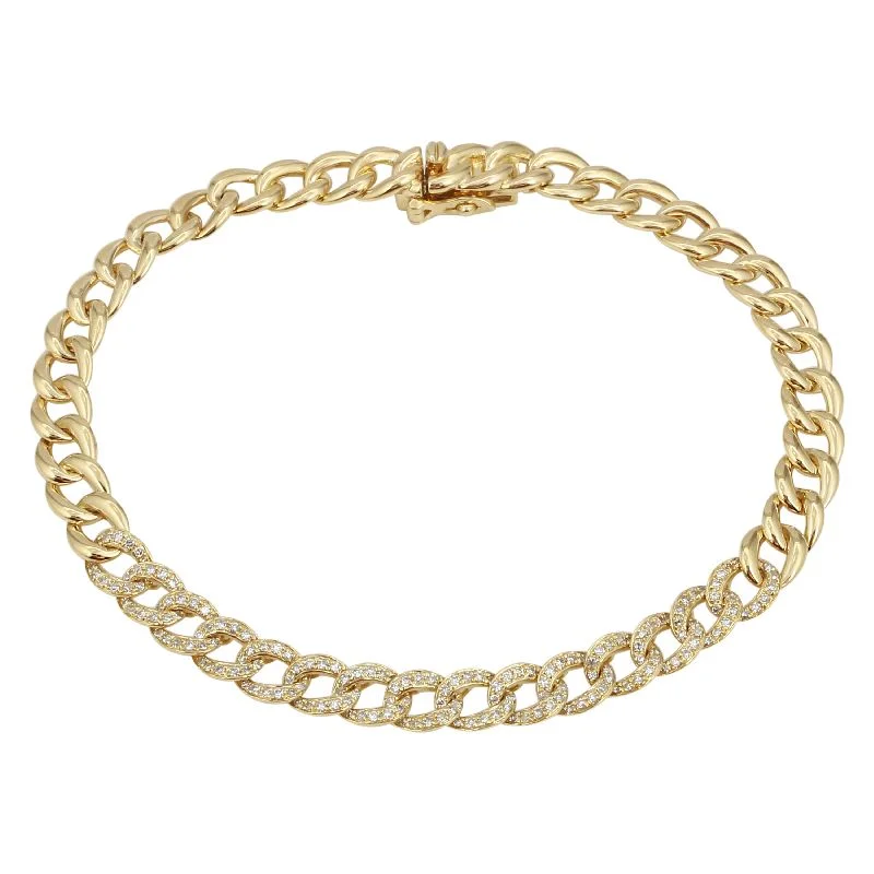 Trendy bangles and bracelets for summer outfits -14k Yellow Diamond Curb Link Bracelet