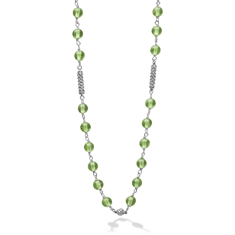 Trendy necklaces for casual wear -Peridot Beaded Necklace